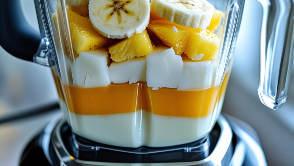 A blender filled with all Ingredients