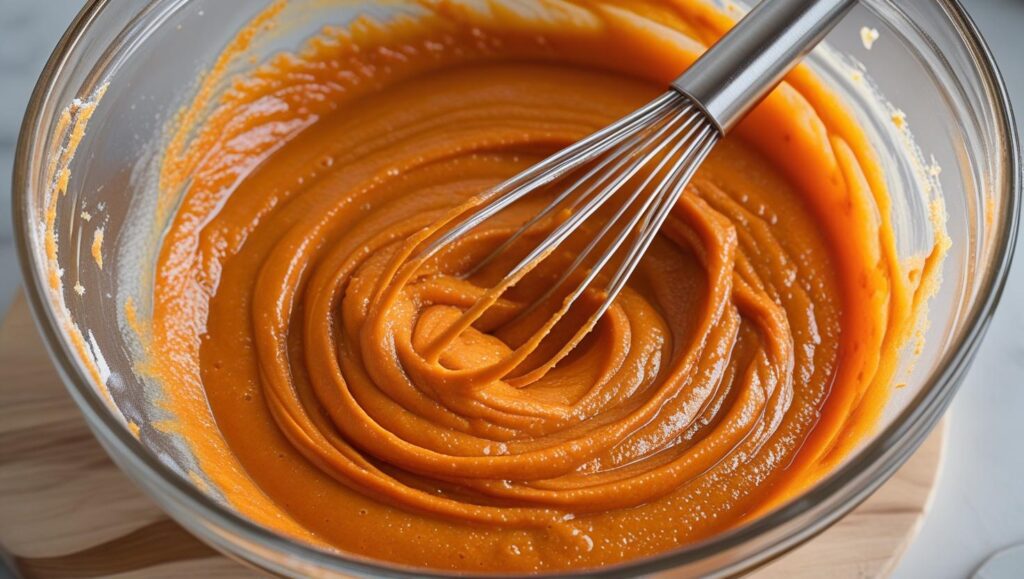 A large glass bowl with whisked wet ingredients better