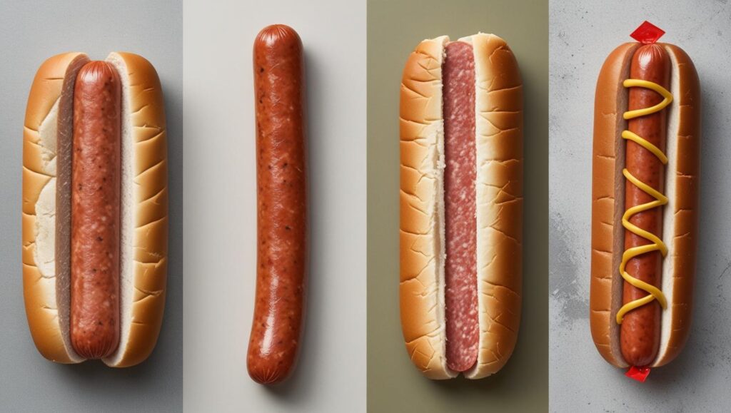 Four different hot dogs