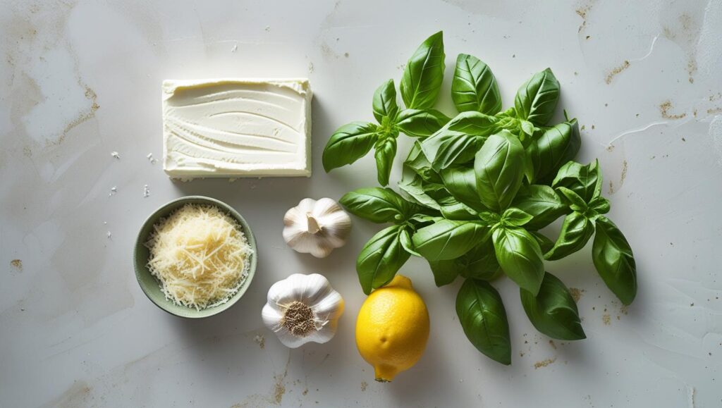 Ingredients for Creamy Basil Dip