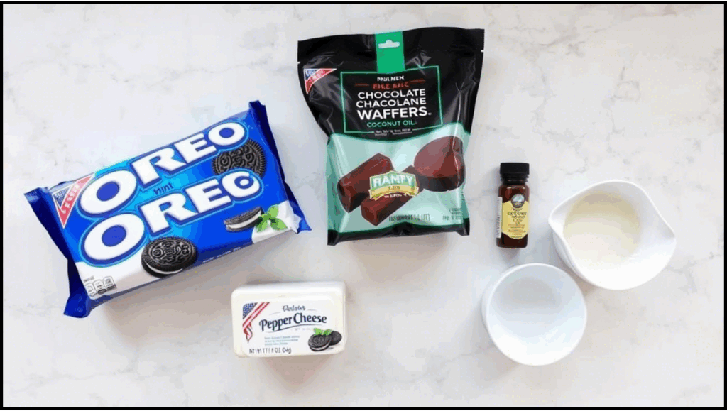 Ingredients for Mint Chocolate Oreo Truffles