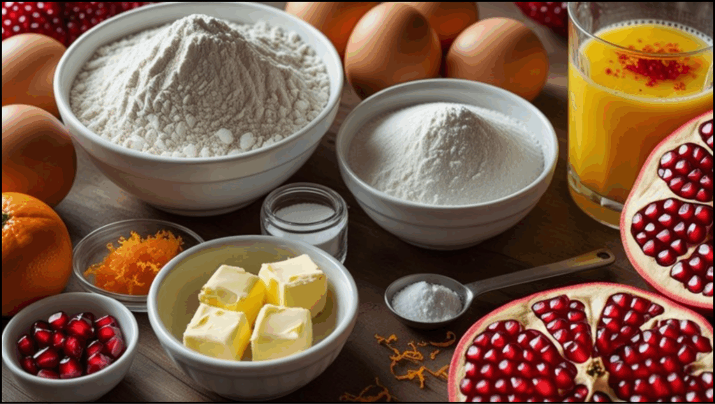 Ingredients for Pomegranate Orange Muffins