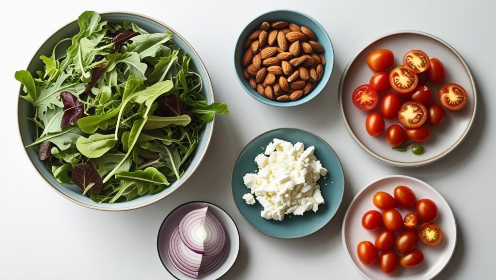 Ingredients for Smoked Almond and Goat Cheese Salad