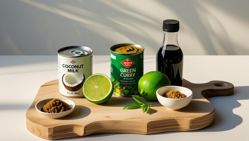 Ingredients for green curry salad