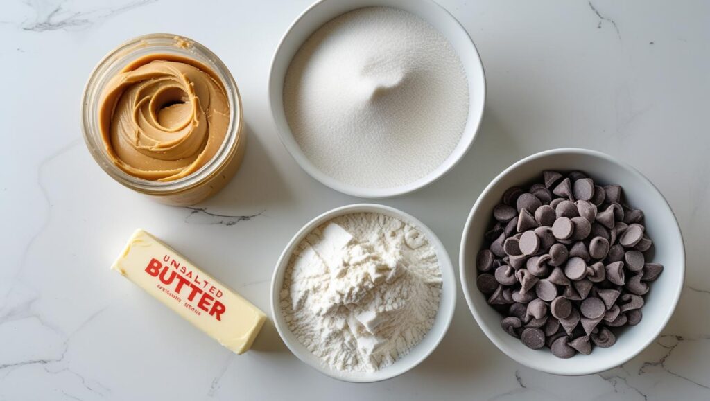Ingredients for peanut butter cookie dough bites