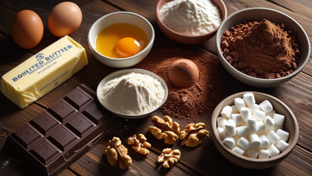 Ingredients for rocky road brownies