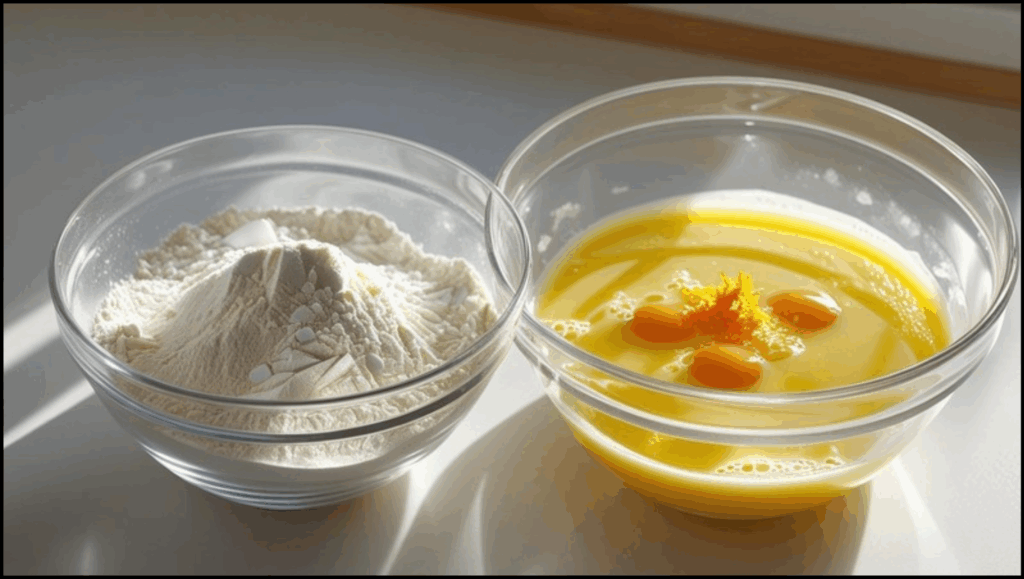 Whisked Dry Ingredients with Mixed Wet Ingredients