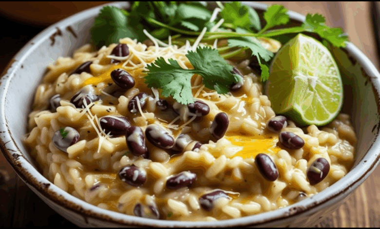 Cheesy Black Bean Risotto
