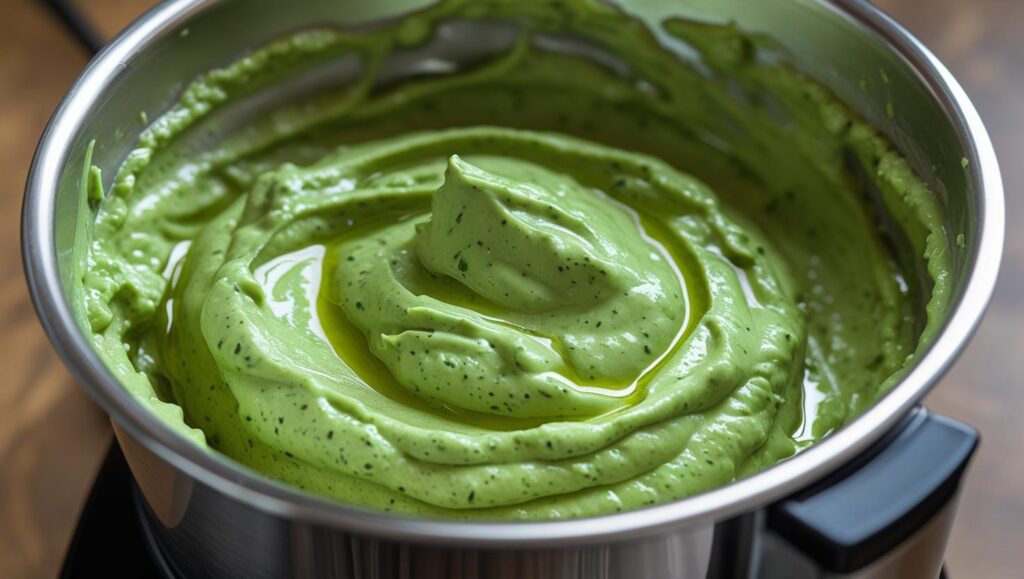 finished vibrant green creamy basil dip