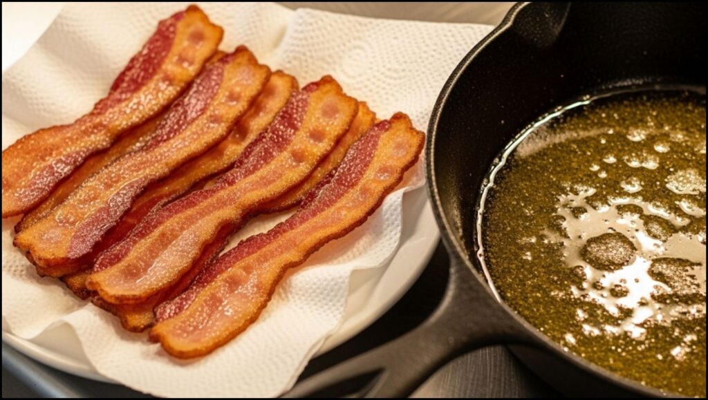 Crispy bacon resting