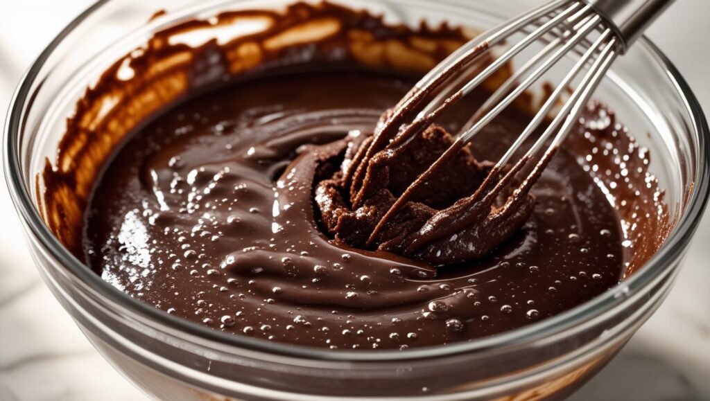 Dark brown brownie batter