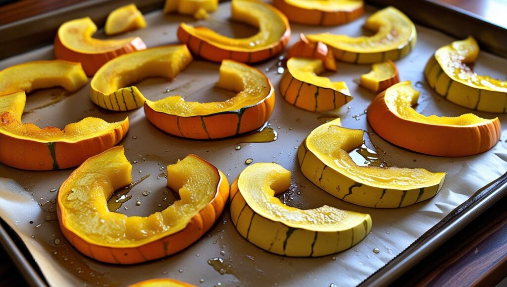 Delicata squash cut before roasting