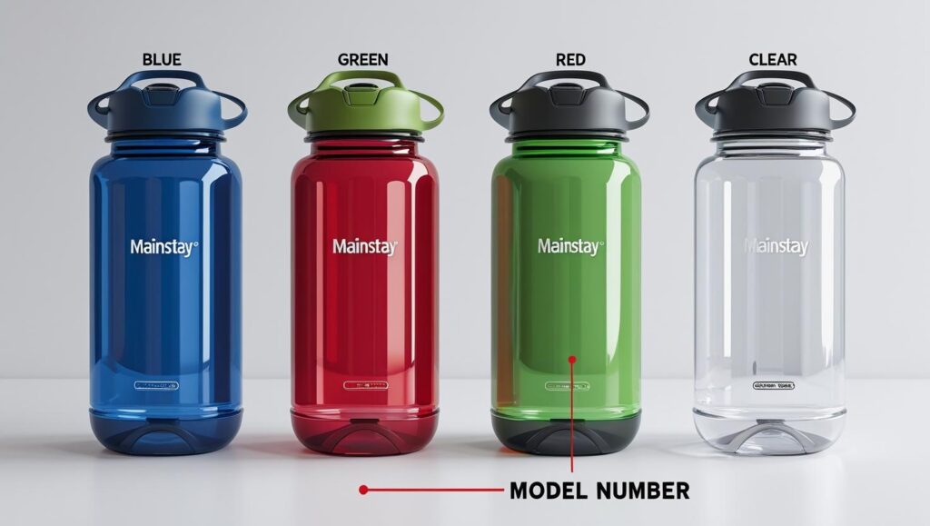 Four colors of the recalled Mainstay water bottle