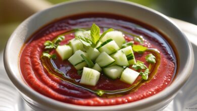 Garnished chilled summer soup