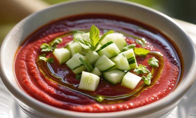 Garnished chilled summer soup