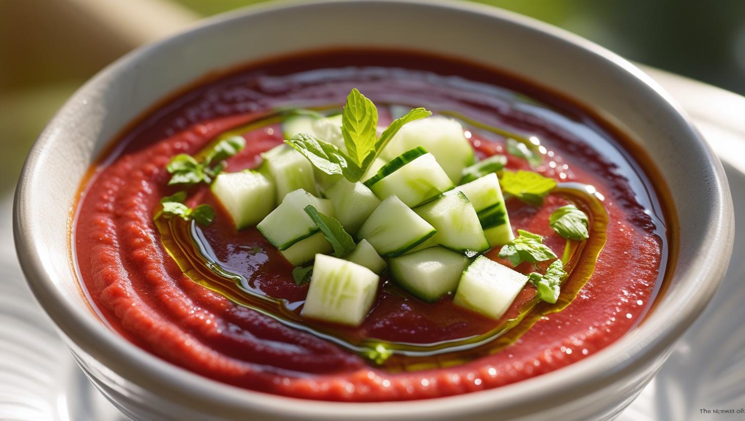 Garnished chilled summer soup