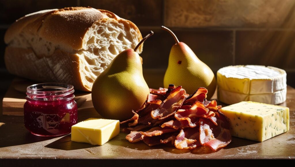 Ingredients for Bacon Pear Grilled Cheese