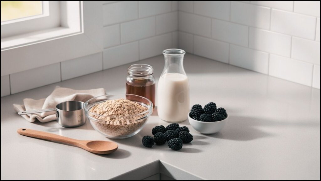 Ingredients for Blackberries and Cream Oats with Honey