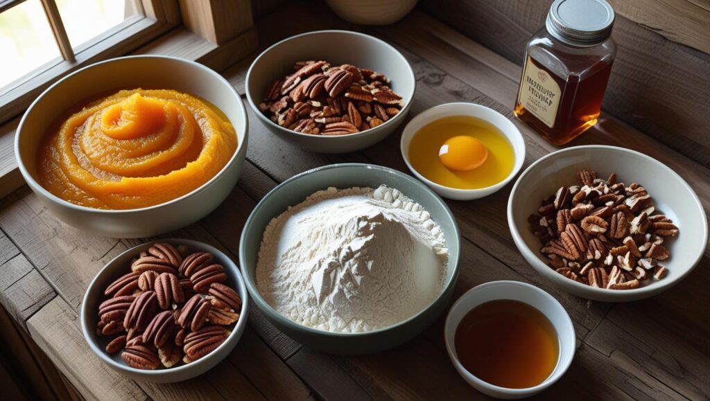 Ingredients for Butternut Squash Pecan Pancakes