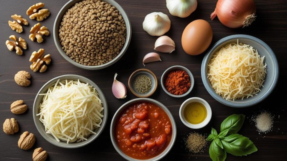 Ingredients for Cheesy Meatless Meatballs