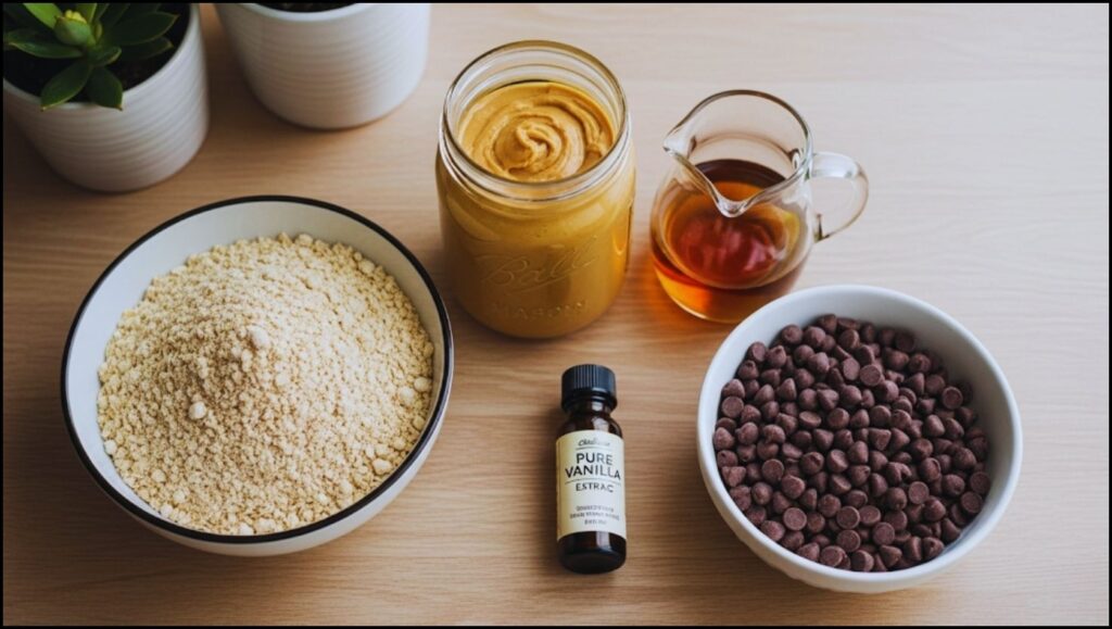 Ingredients for Chocolate Chip Peanut Butter Healthy Cookie Dough
