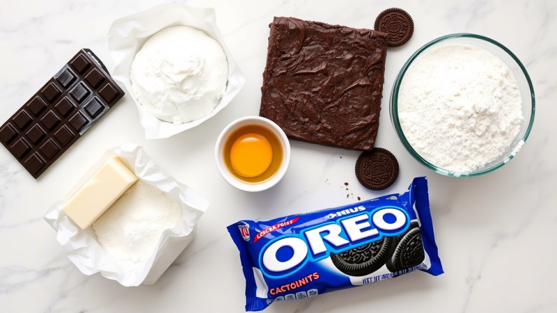 Ingredients for Fudgy Oreo Brownies