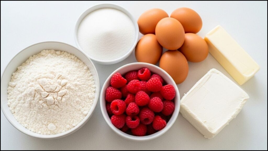 Ingredients for Raspberry Cream Cheese Coffee Cake