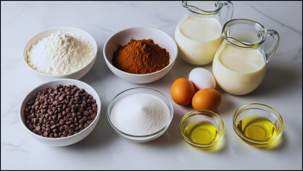 Ingredients for Salted Double Chocolate Muffins
