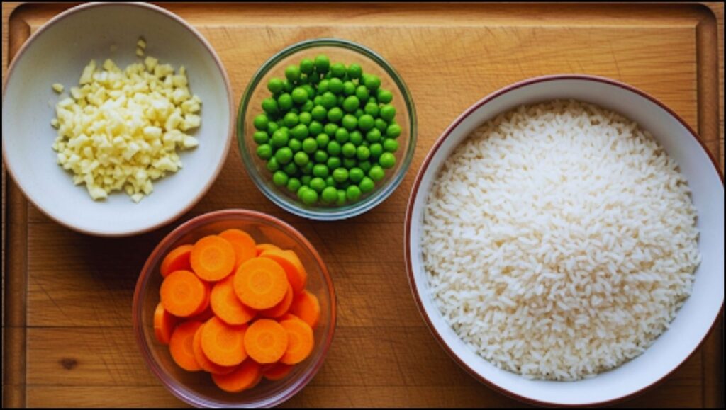 Ingredients for Skinny Garlic Fried Rice