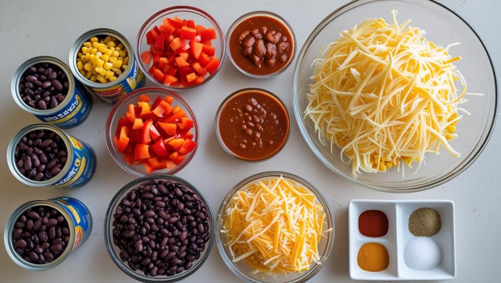 Ingredients for Southwest Black Bean Casserole