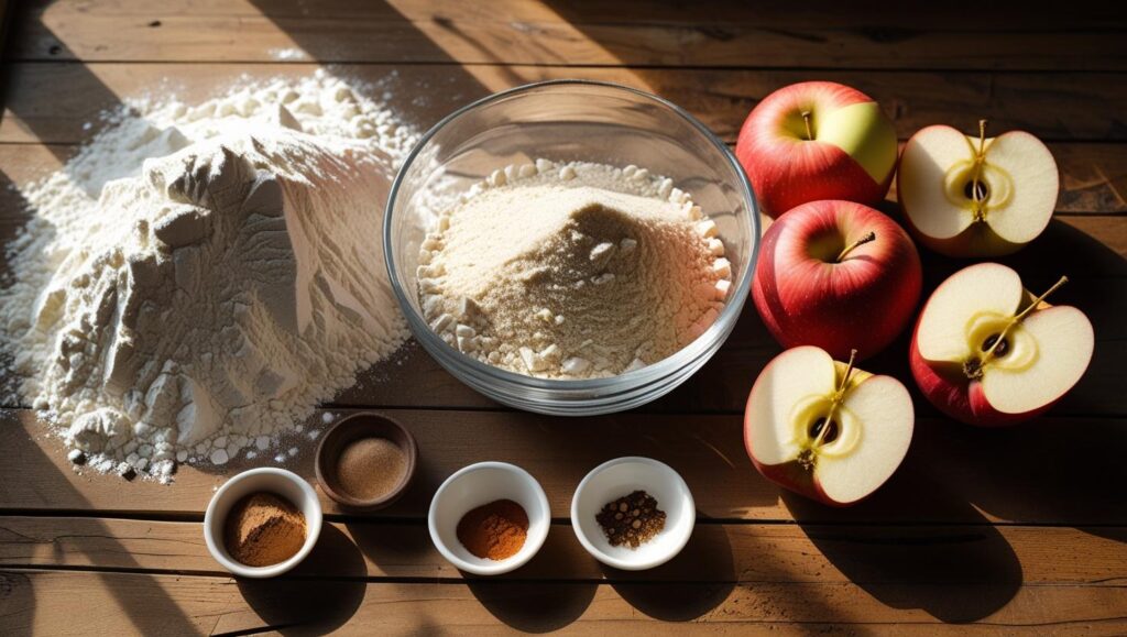 Ingredients for apple cinnamon muffins