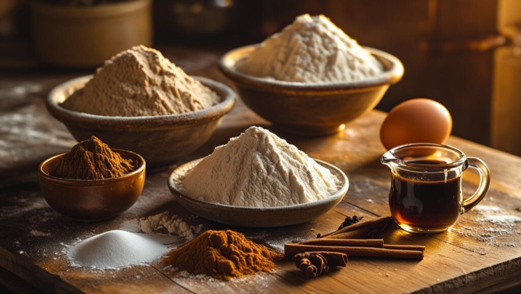 Ingredients for baked gingerbread mini donuts