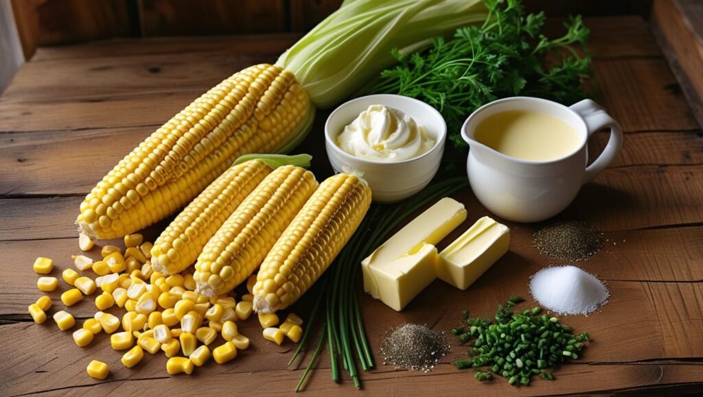 Ingredients for creamy baked corn
