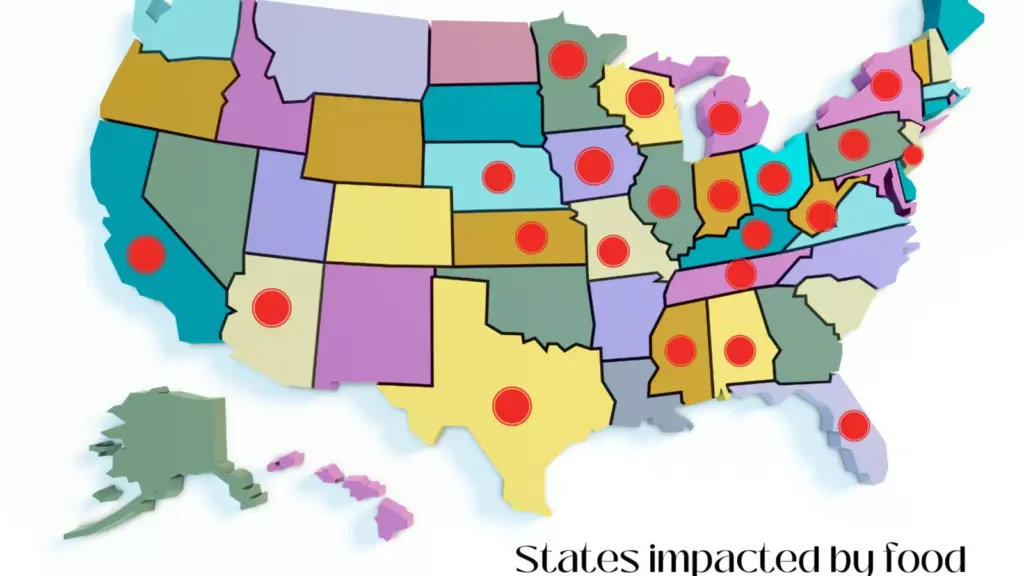 Map of the United States highlighting the 12 states