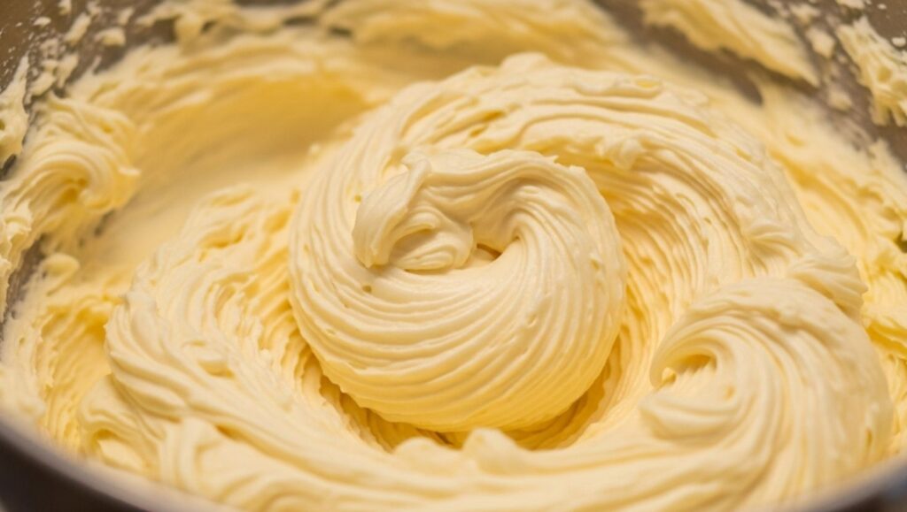 Mixing creamed butter and sugar