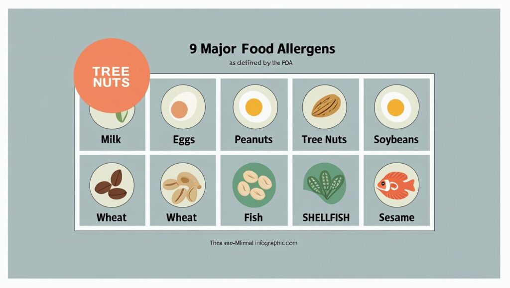 Nine major food allergens as designated by the FDA