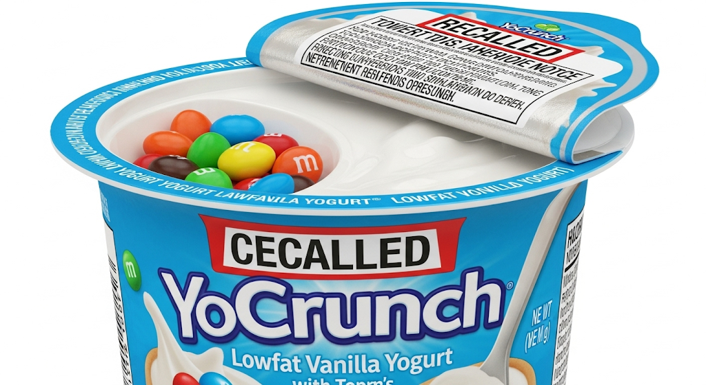 Recalled YoCrunch Lowfat Vanilla Yogurt with M&M's