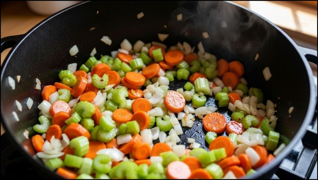 Sautéing chopped Vegetables