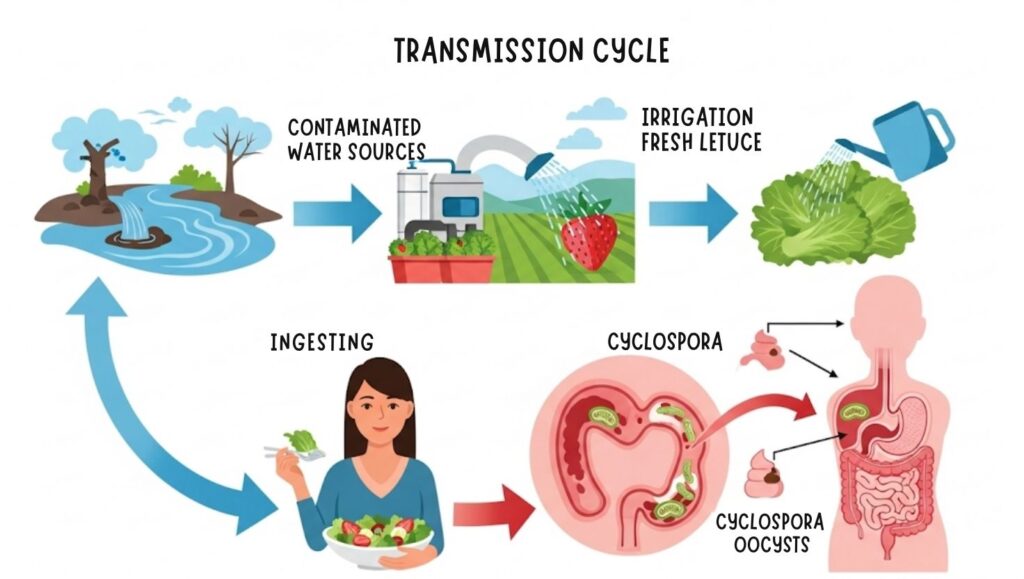 Transmission Cycle of the Cyclospora Parasite