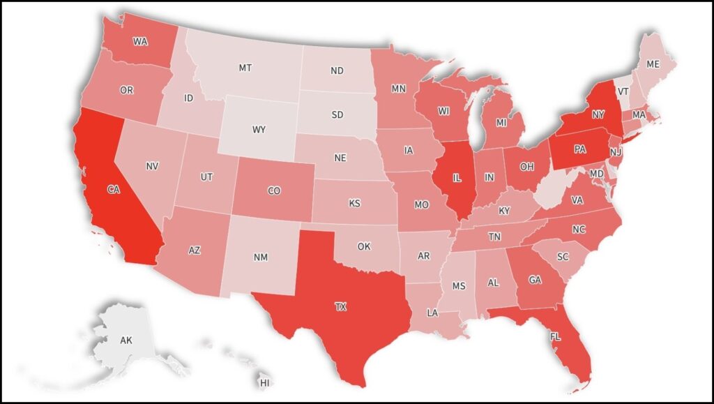 U.S indicating the states where the recalled sausage