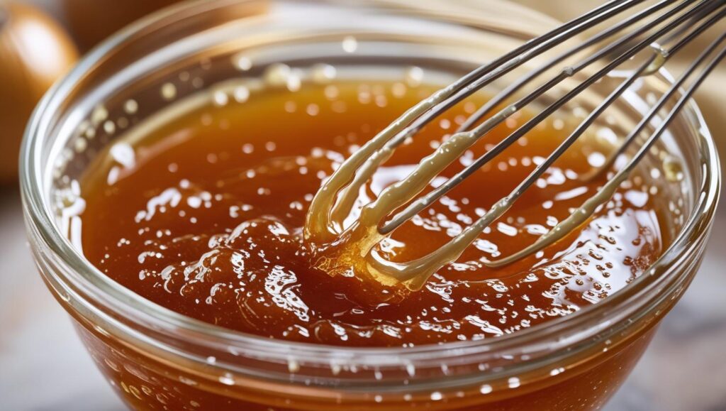 Whisking the maple syrup