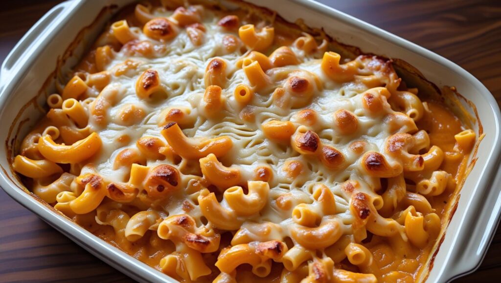 butternut squash mac and cheese in a baking dish