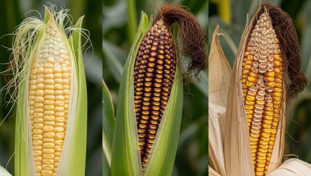 comparison of three corn ears