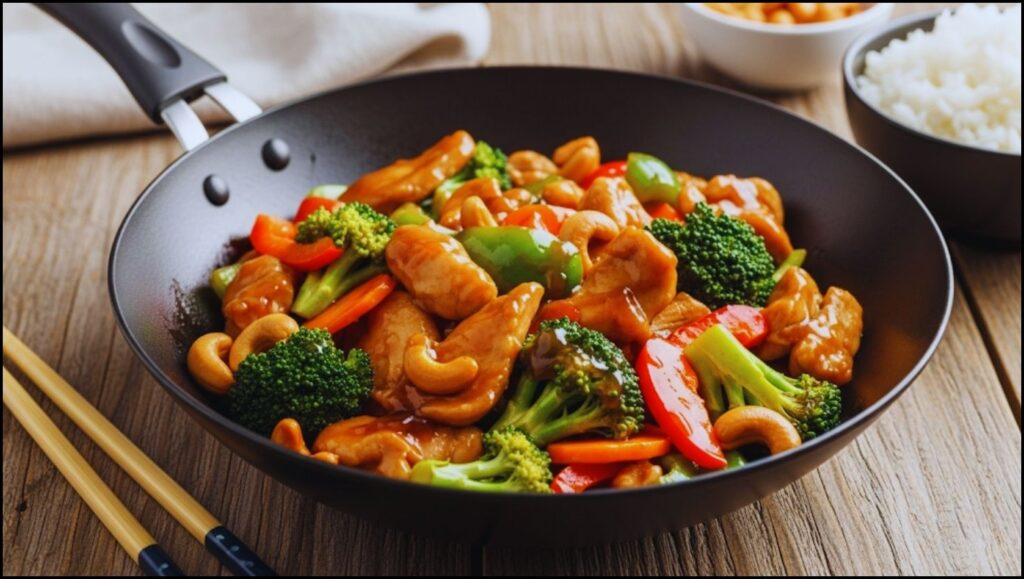 completed cashew chicken stir-fry