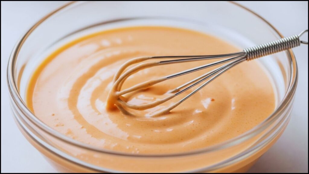 creamy pinkish-orange taco salad dressing