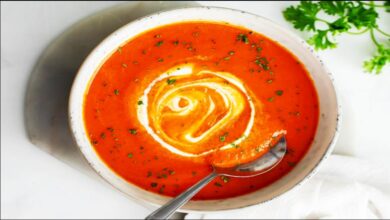 Curry Roasted Red Pepper and Eggplant Soup