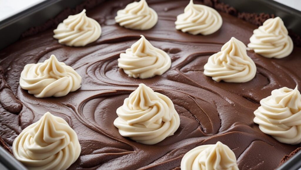 dollops of cheesecake filling