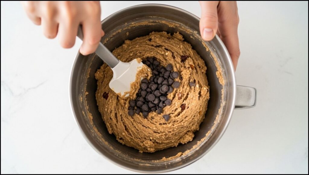 healthy cookie dough being stirred