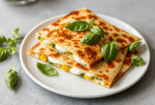 Mozzarella Basil and Corn Quesadilla