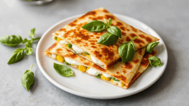 Mozzarella Basil and Corn Quesadilla